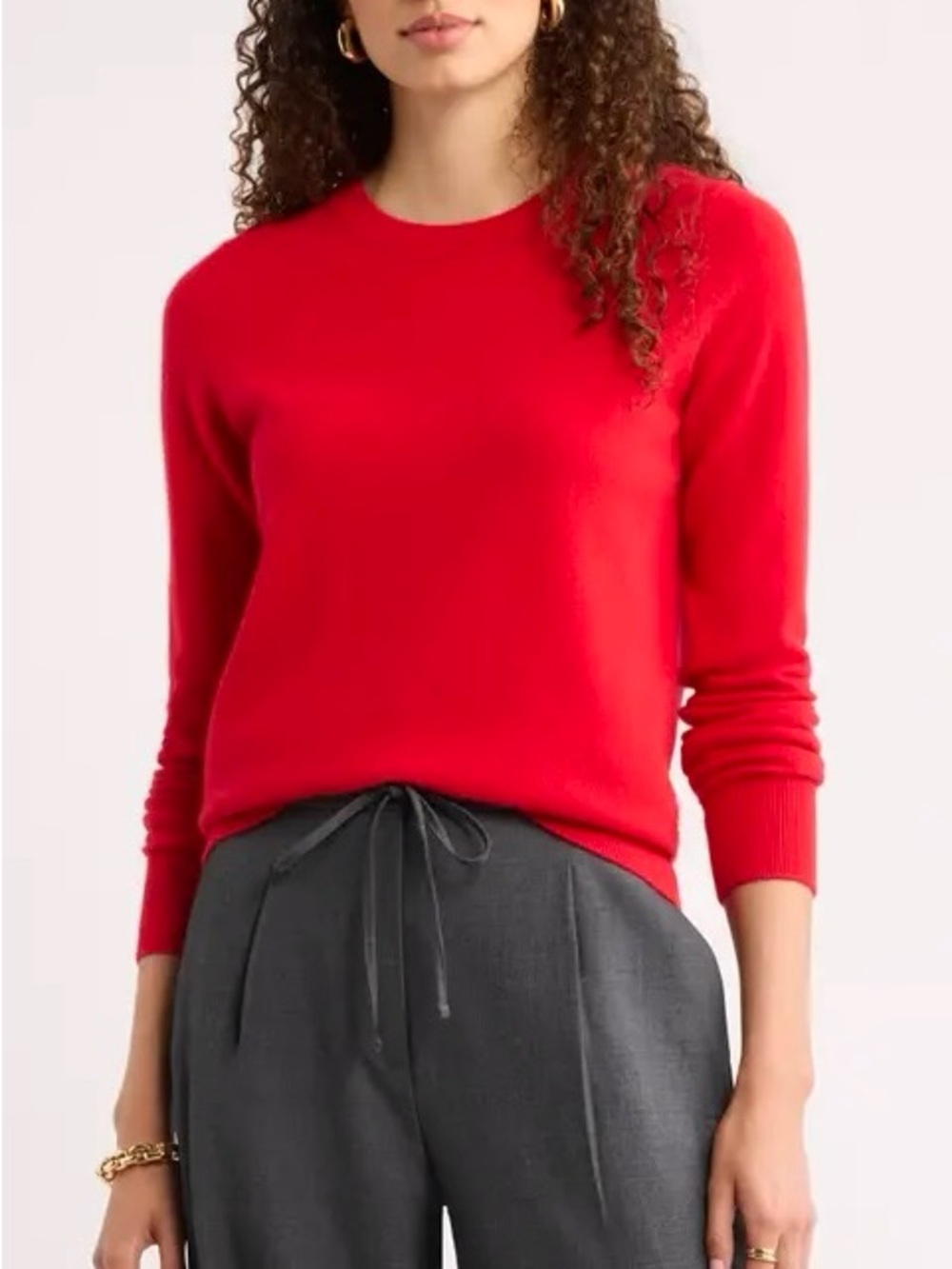 Neiman Marcus 100% Cashmere Women's Bright Red Crewneck Sweater, L
